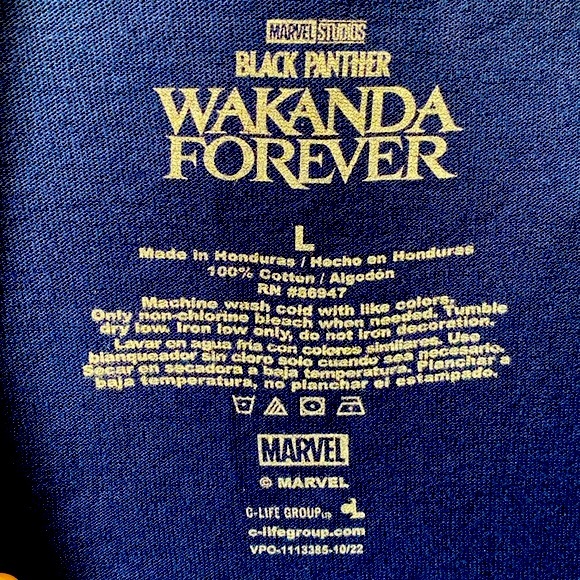 Black Panther Wakanda Forever Graphic T-Shirt - Size Large - NWT - Picture 3 of 3
